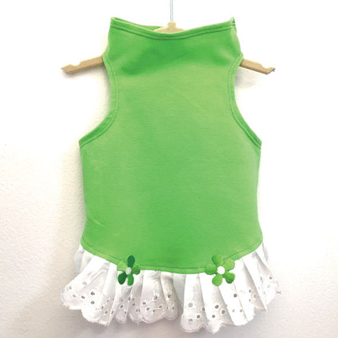 431 Lime Jersey Top with Eyelet Trim and Flower Detail