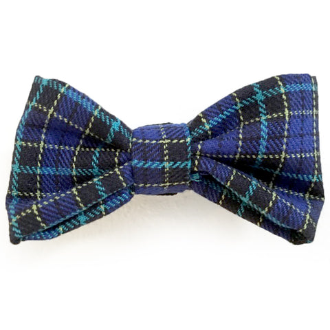 601 Barley's Blue & Black Plaid Dog Bow Tie