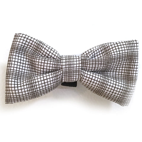 602 Barley's Brown & White Plaid Dog Bow Tie