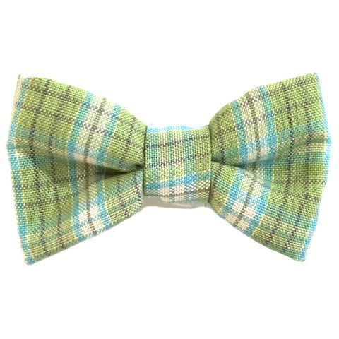 609 Barley's Green & Blue Plaid Dog Bow Tie
