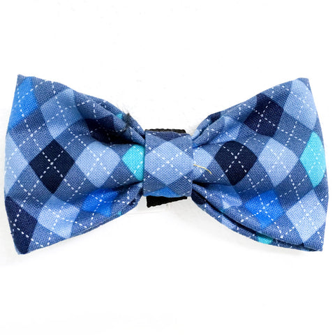 626 Barley's Blue Argyle Dog Bow Tie