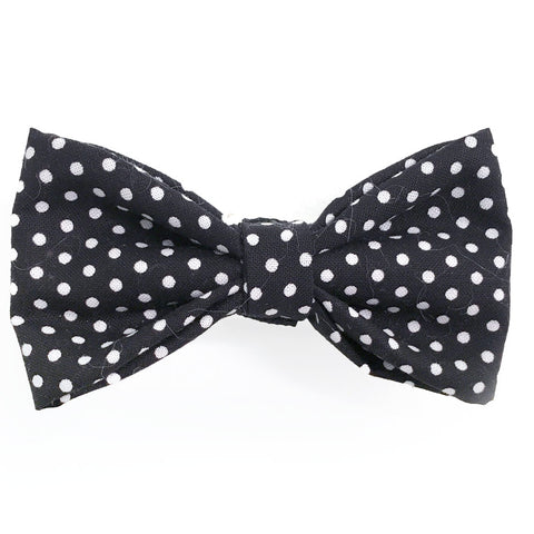 635 Barley's White Dots on Black Dog Bow Tie