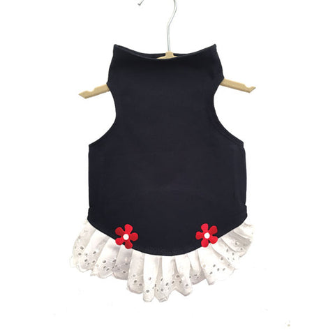 430 Daisy & Lucy Navy Jersey Top with Eyelet Trim and Flower Detail