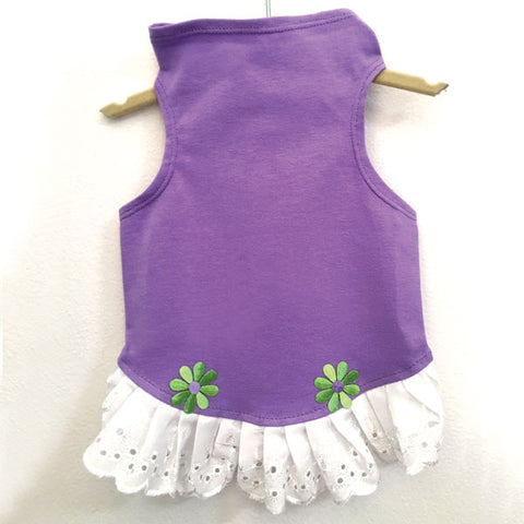 432 Lilac Jersey Top with Eyelet Trim and Flower Detail