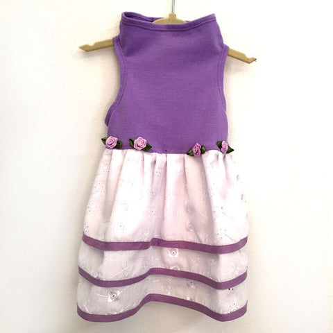 436 Lilac Cotton Jersey Top with Triple White Eyelet Skirt