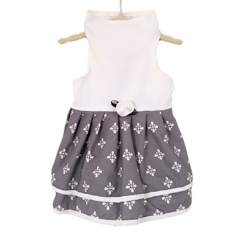 501D Grey and White Print Double Skirt