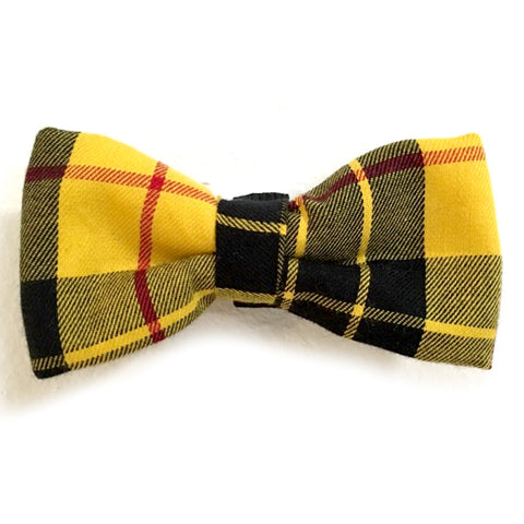 605 Barley's Yellow & Black Plaid Dog Bow Tie
