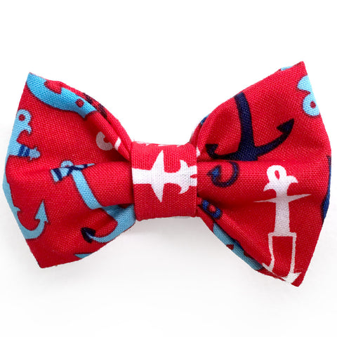 623 Barley's Red Anchors Dog Bow Tie