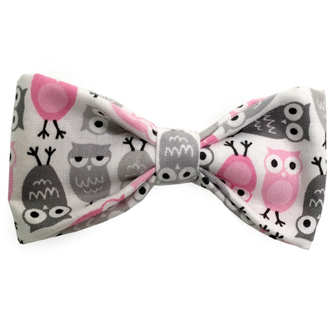 639 Barley's Silly Owls in Gray Dog Bow Tie